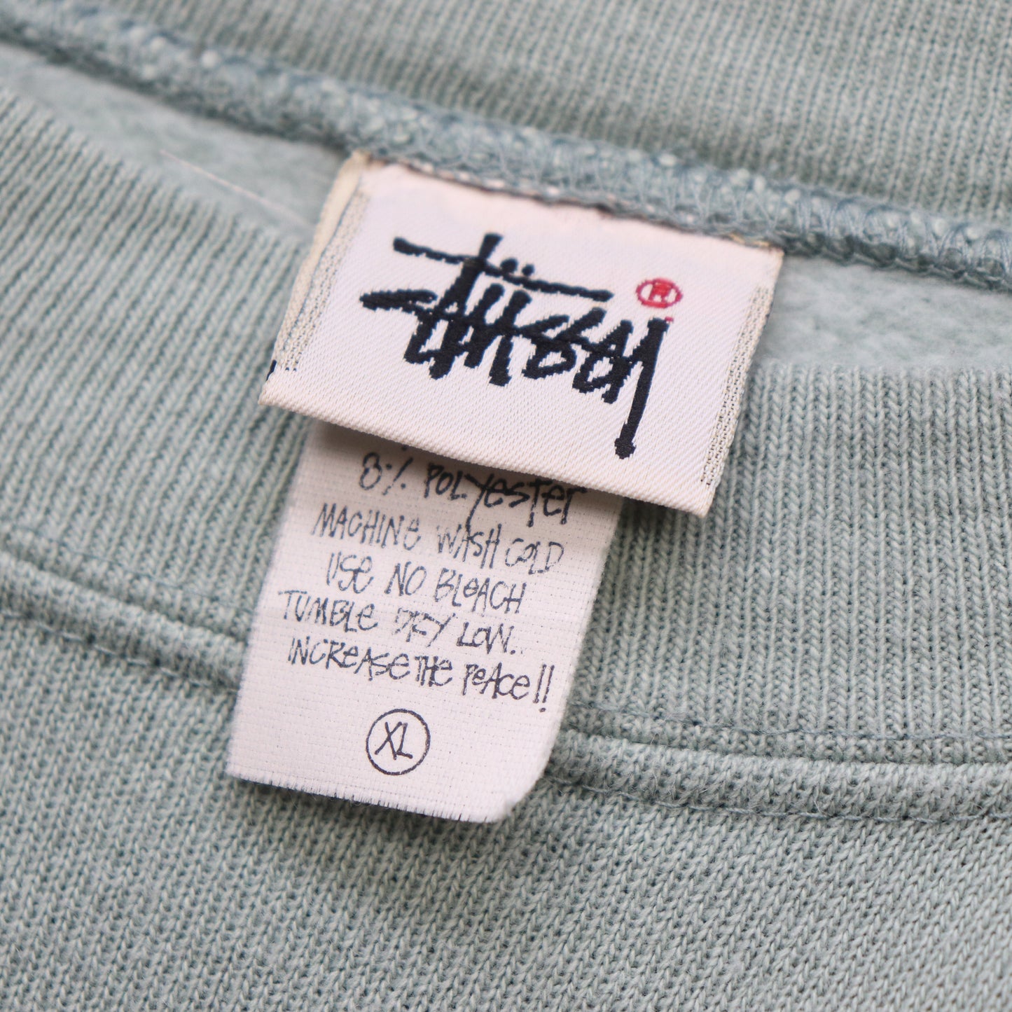 Vintage 90s Stussy Embroidered Logo Sage Sweatshirt - XL