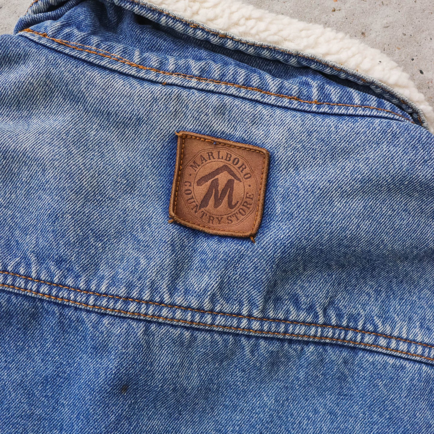 Vintage 90s Marlboro Country Denim Sherpa Jacket - XL