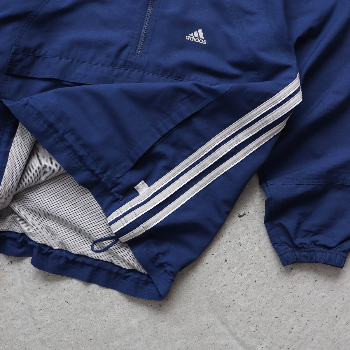 Adidas 3-Stripe 1/4 Zip Hooded Anorak Jacket – 90s (M)