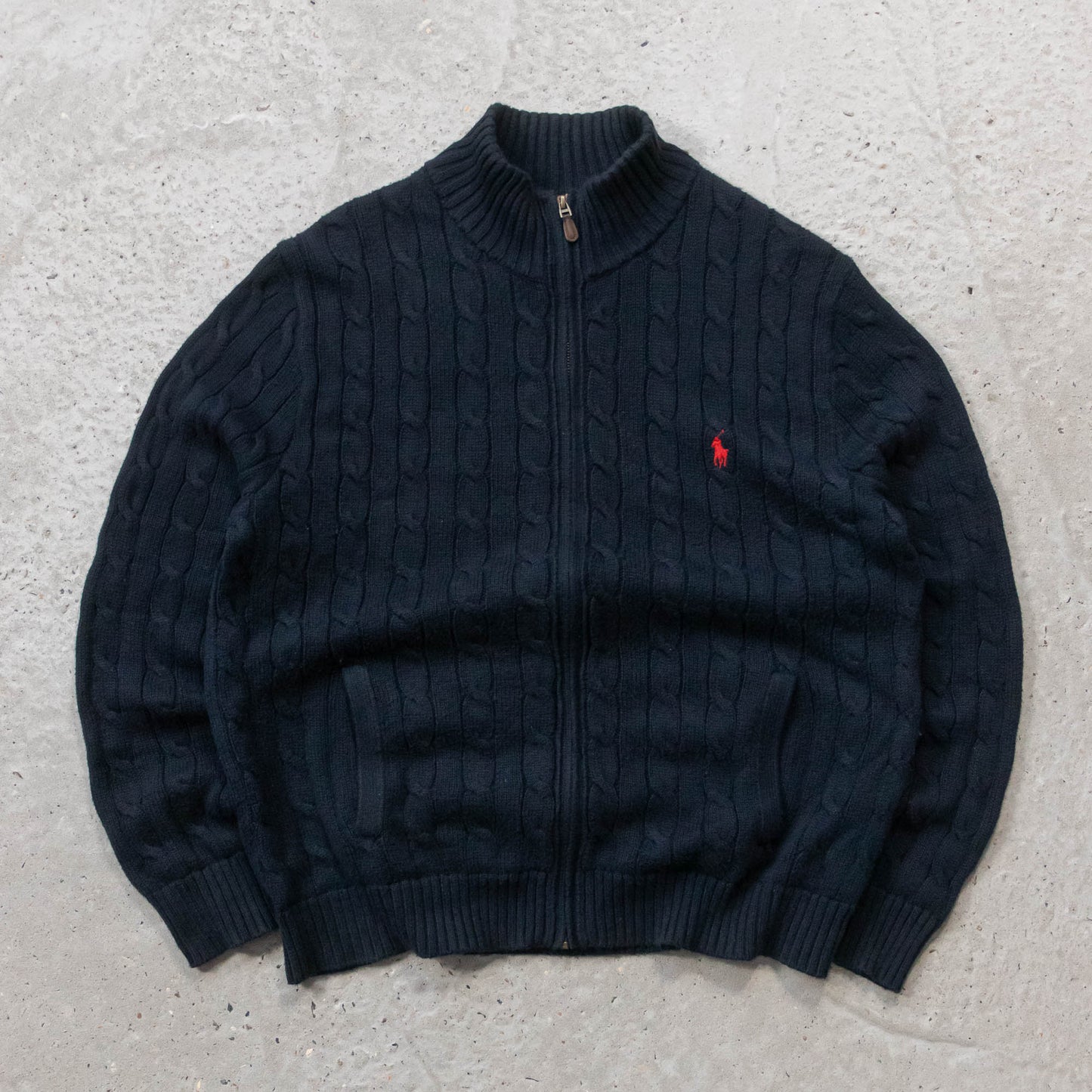 Polo Ralph Lauren Cable Knit Zip-Up Sweater - 2000s (L)