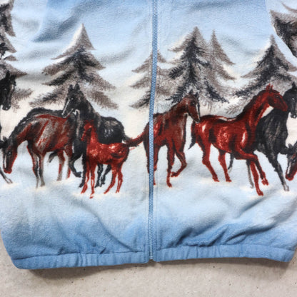 Blair Winter Horse Print Fleece Jacket - 90s (XL)