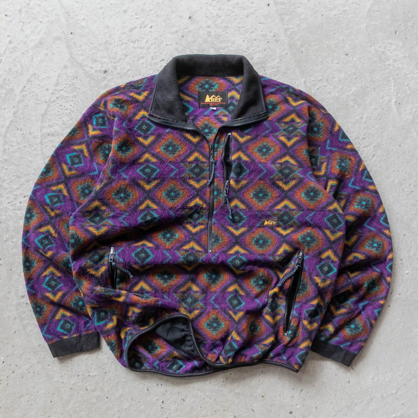 REI Outdoors Aztec Print 1/4 Zip Fleece Pullover - 90s (XL)