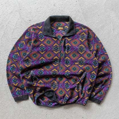 REI Outdoors Aztec Print 1/4 Zip Fleece Pullover - 90s (XL)