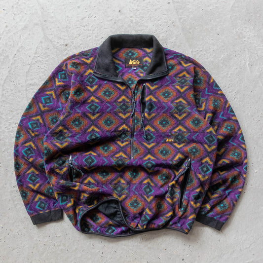 REI Outdoors Aztec Print 1/4 Zip Fleece Pullover - 90s (XL)