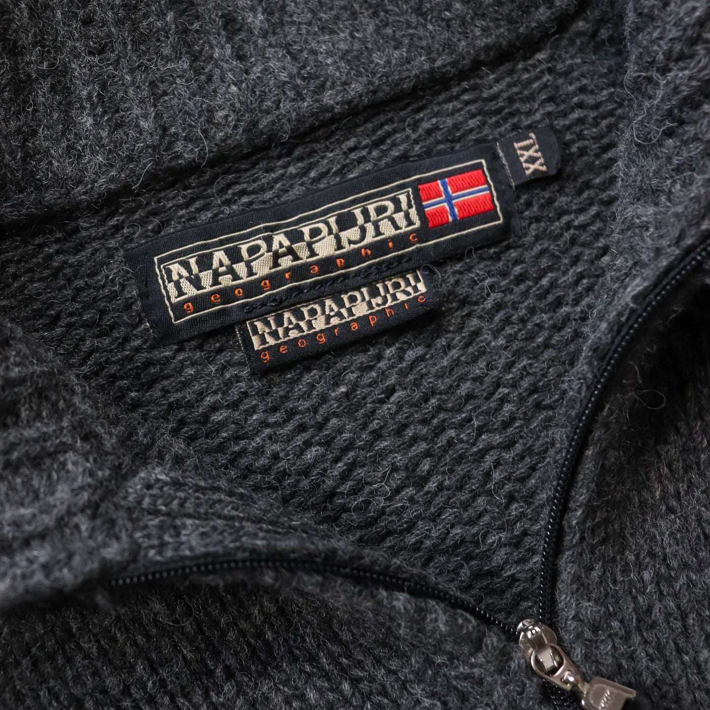 Napapijri 1/4 Zip Heavy Knit Wool Sweater - 2000s (XXL)