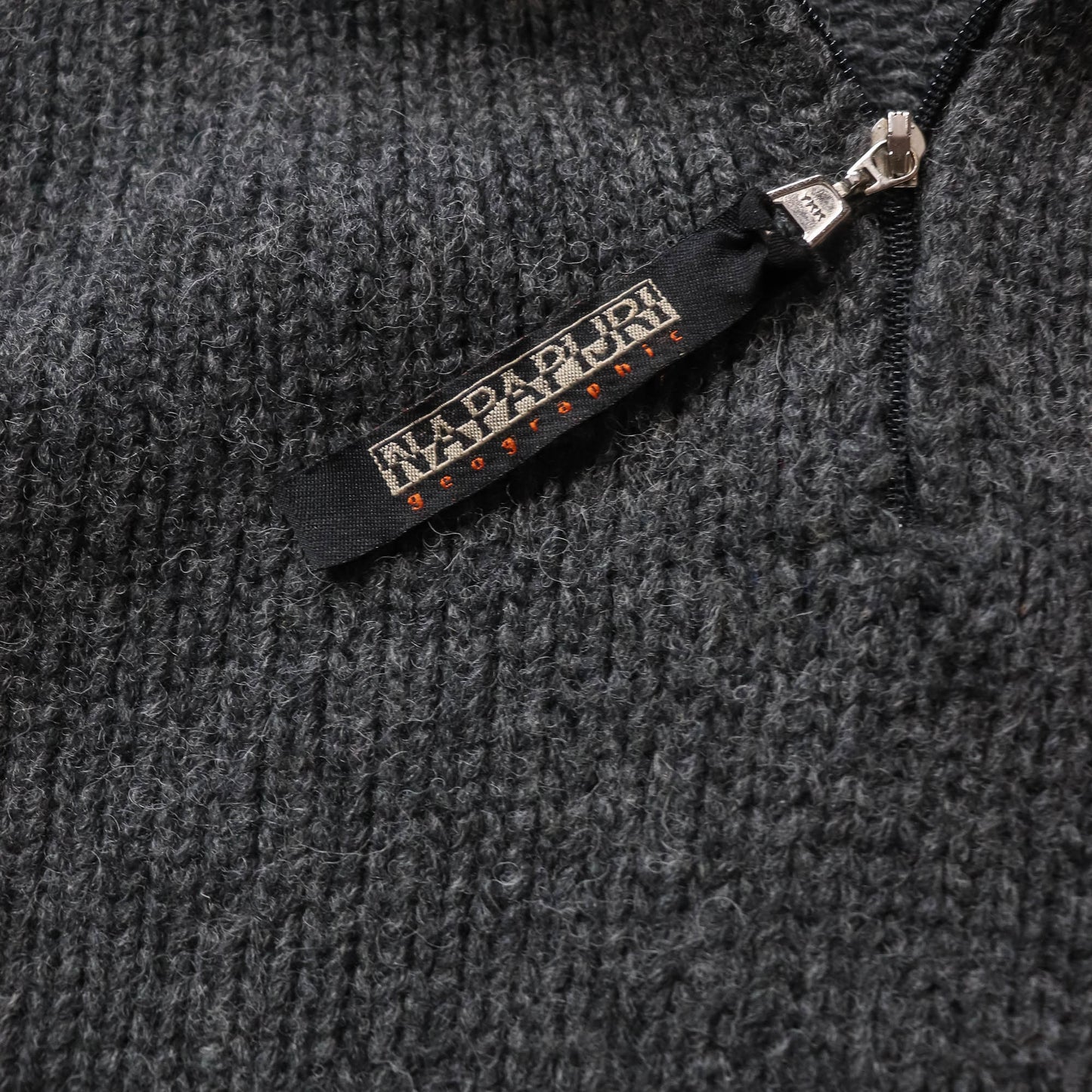 Napapijri 1/4 Zip Heavy Knit Wool Sweater - 2000s (XXL)