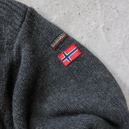 Napapijri 1/4 Zip Heavy Knit Wool Sweater - 2000s (XXL)
