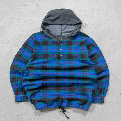 Hang Ten Hooded Flannel Pullover - 80s (L)