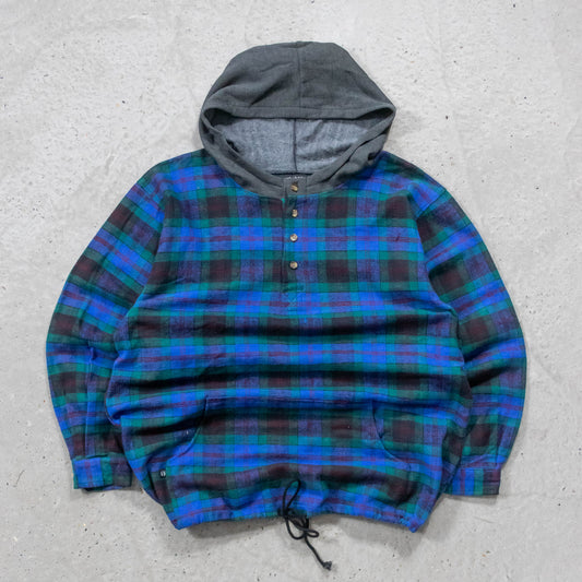 Hang Ten Hooded Flannel Pullover - 80s (L)