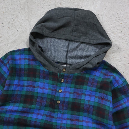 Hang Ten Hooded Flannel Pullover - 80s (L)