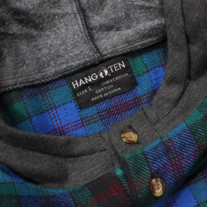 Hang Ten Hooded Flannel Pullover - 80s (L)