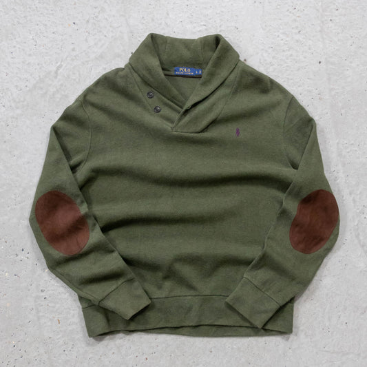 Polo Ralph Lauren Shawl Collar Elbow Patch Sweater - 2000s (L)