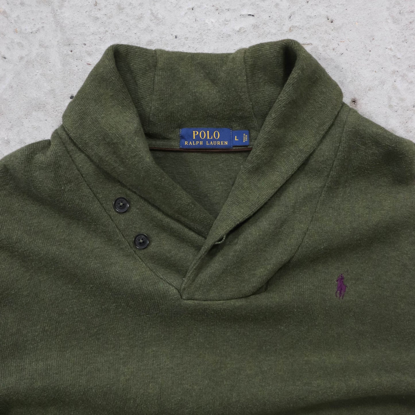 Polo Ralph Lauren Shawl Collar Elbow Patch Sweater - 2000s (L)
