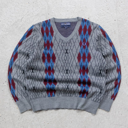 Fred Perry x Comme des Garcons Argyle Knit Sweater - (L)