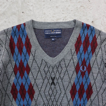Fred Perry x Comme des Garcons Argyle Knit Sweater - (L)