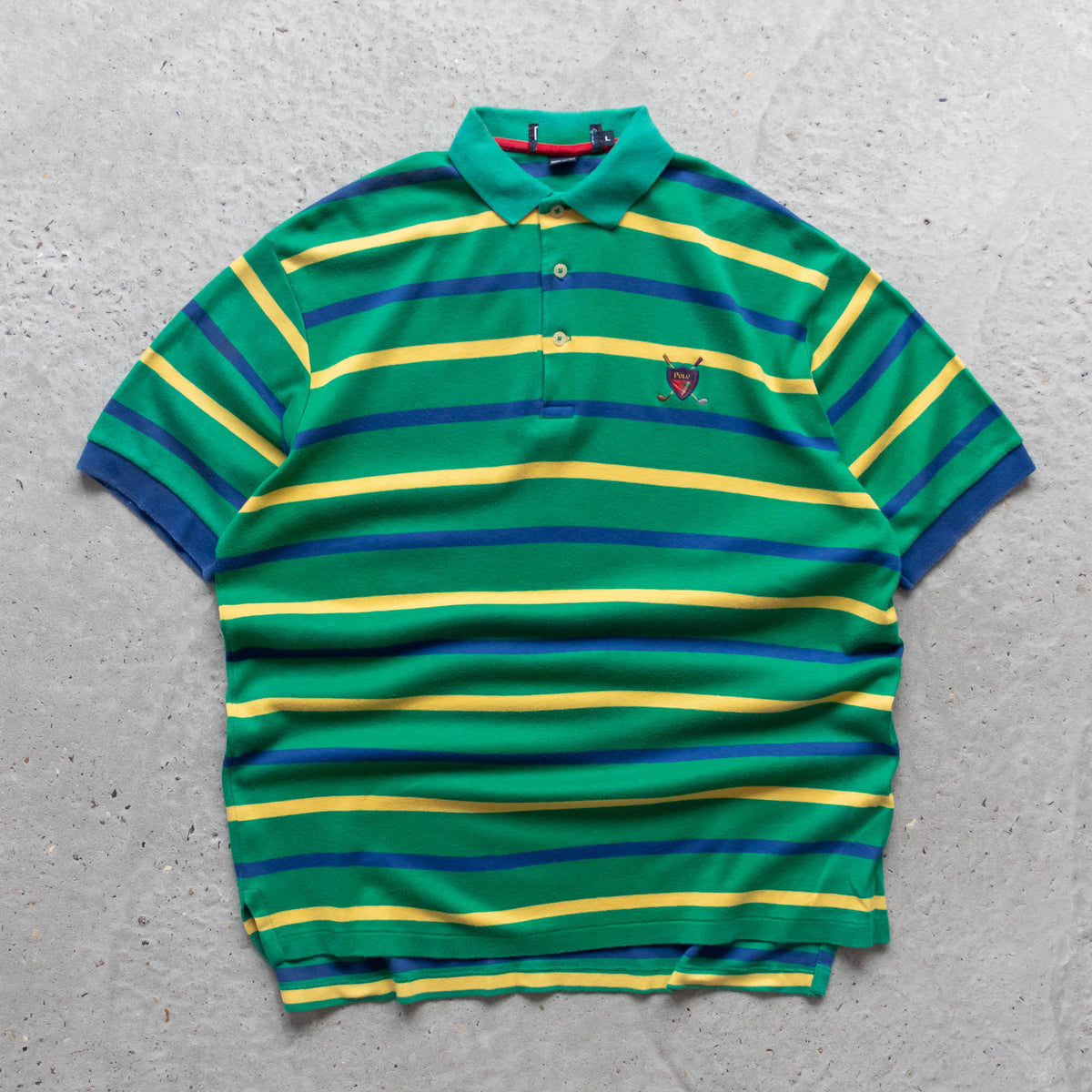 Polo Ralph Lauren Golf Crest Striped Polo Shirt – 90s (L)