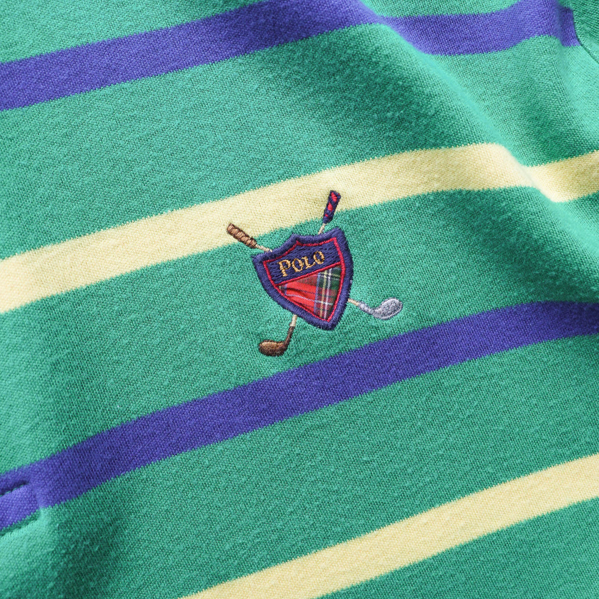 Polo Ralph Lauren Golf Crest Striped Polo Shirt – 90s (L)