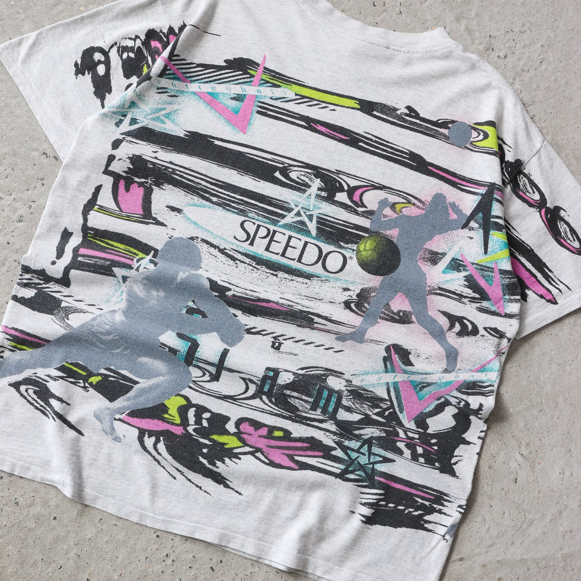 Vintage 90s Speedo Volleyball AOP Tee - L - AL Vintage