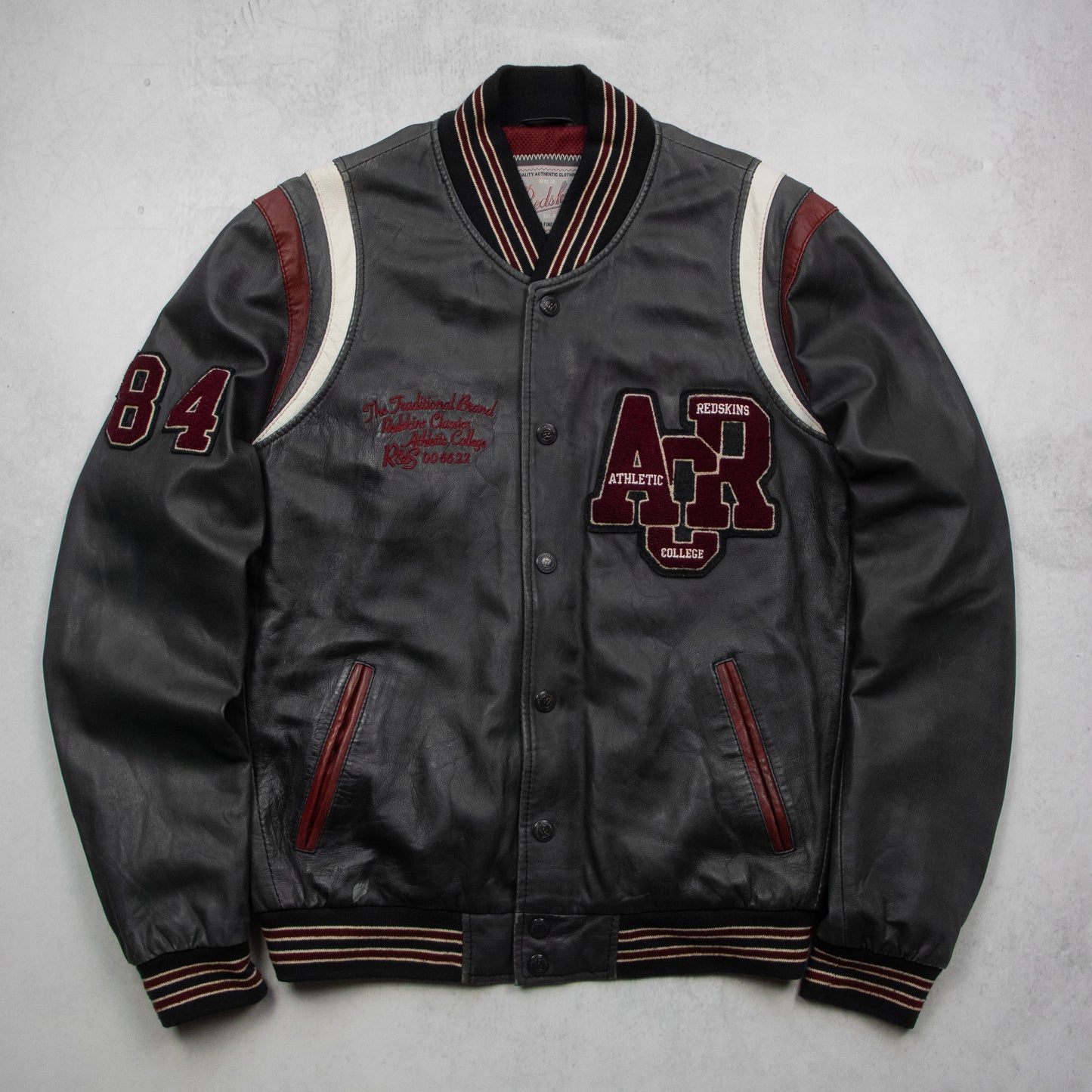 Vintage 2000s Redskins Leather Varsity Jacket - L