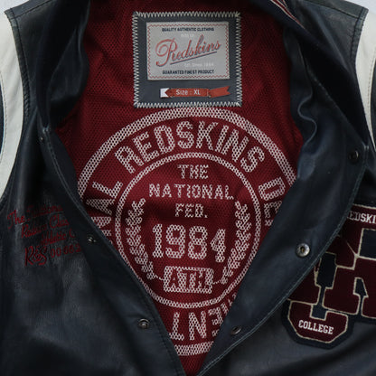 Vintage 2000s Redskins Leather Varsity Jacket - L