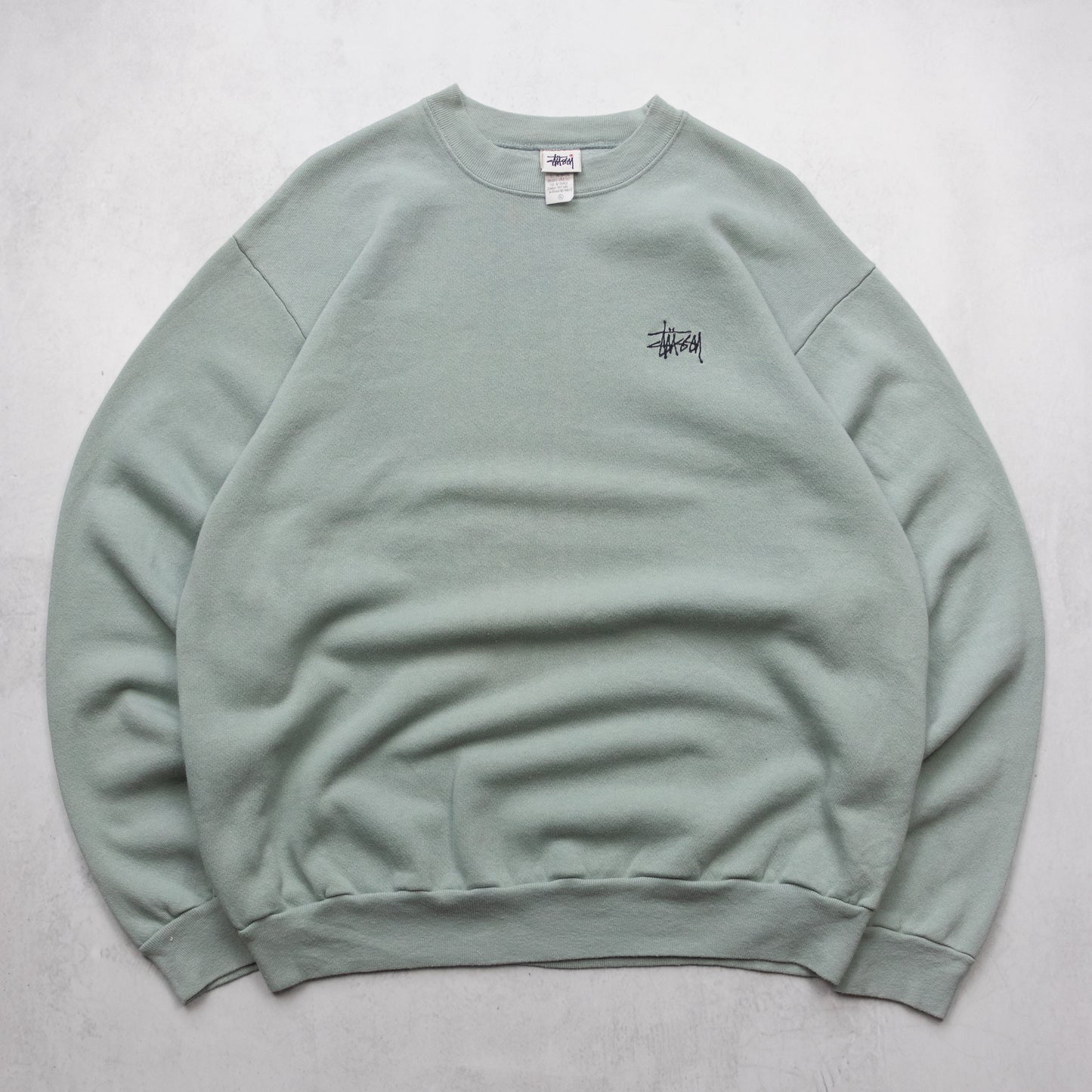 Vintage 90s Stussy Embroidered Logo Sage Sweatshirt - XL