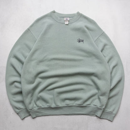 Vintage 90s Stussy Embroidered Logo Sage Sweatshirt - XL