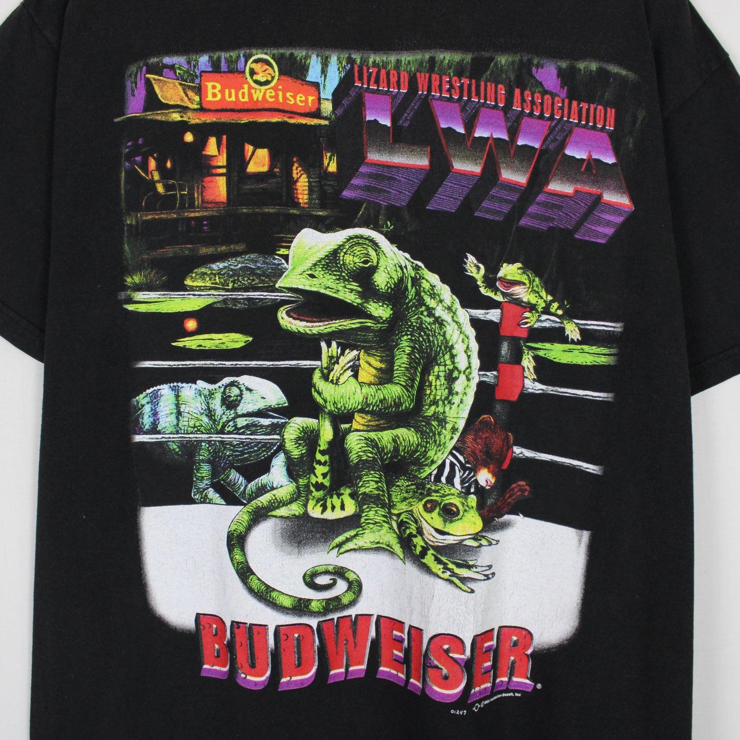 Vintage 1998 Budweiser 'Lizard Wrestling Association' Tee - L