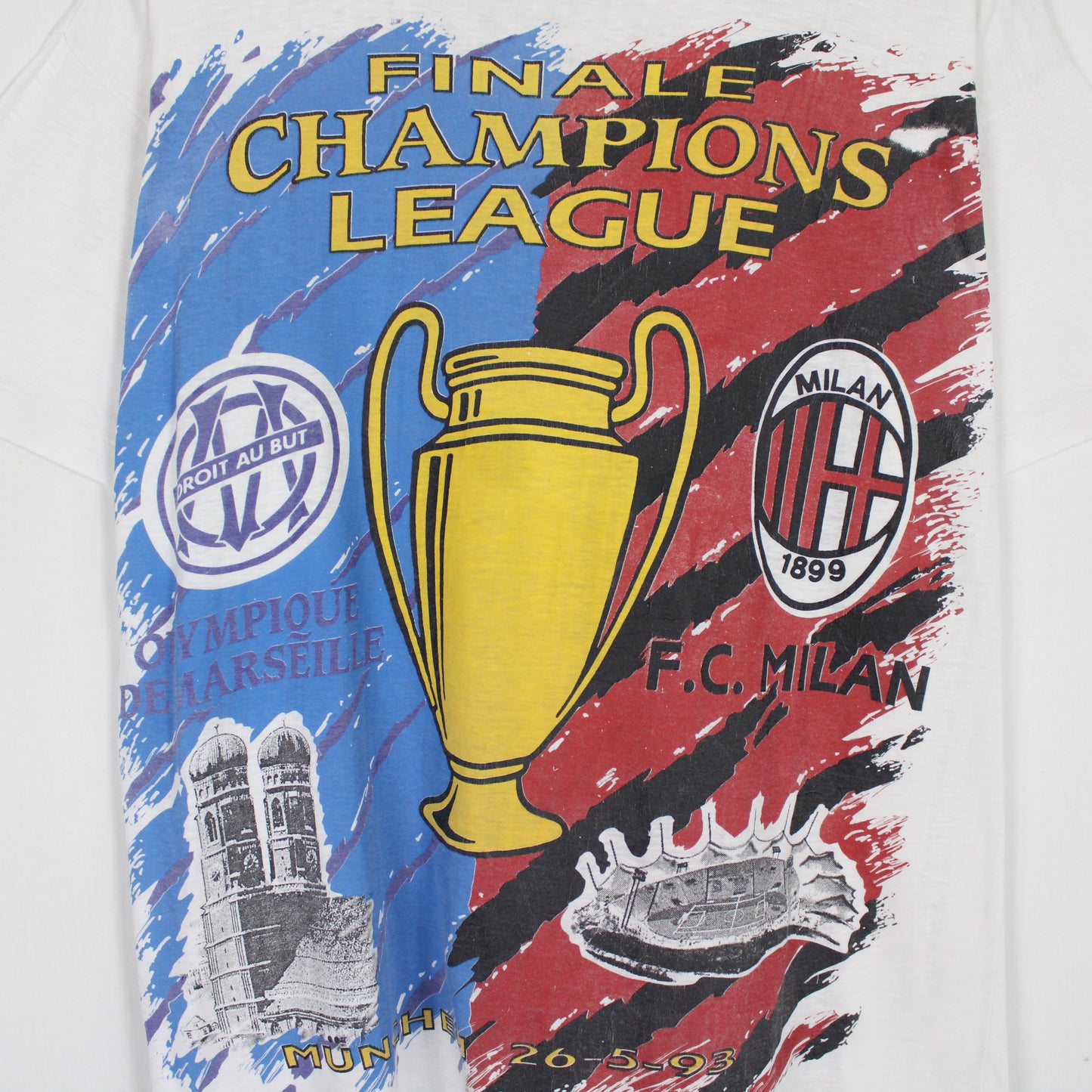Vintage 1993 Marseille vs AC Milan Champions League Tee - M