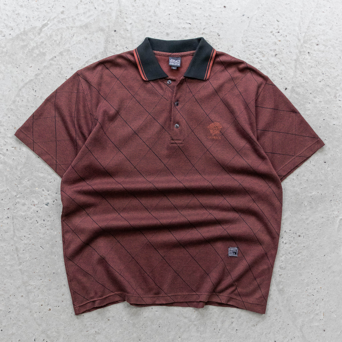 Versace Jeans Couture Textured Polo Shirt – 90s (L)