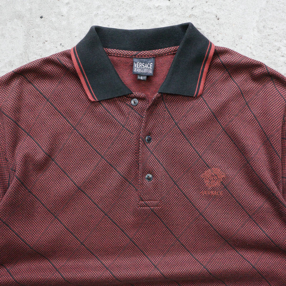 Versace Jeans Couture Textured Polo Shirt – 90s (L)