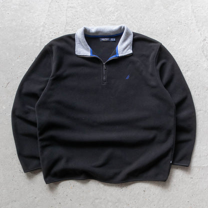 Nautica Embroidered Logo 1/4 Zip Fleece Pullover - 2000s (XL)