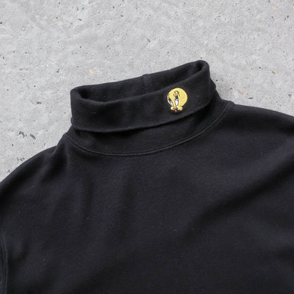 Tweety Bird Embroidered Mockneck Shirt - 90s (S)
