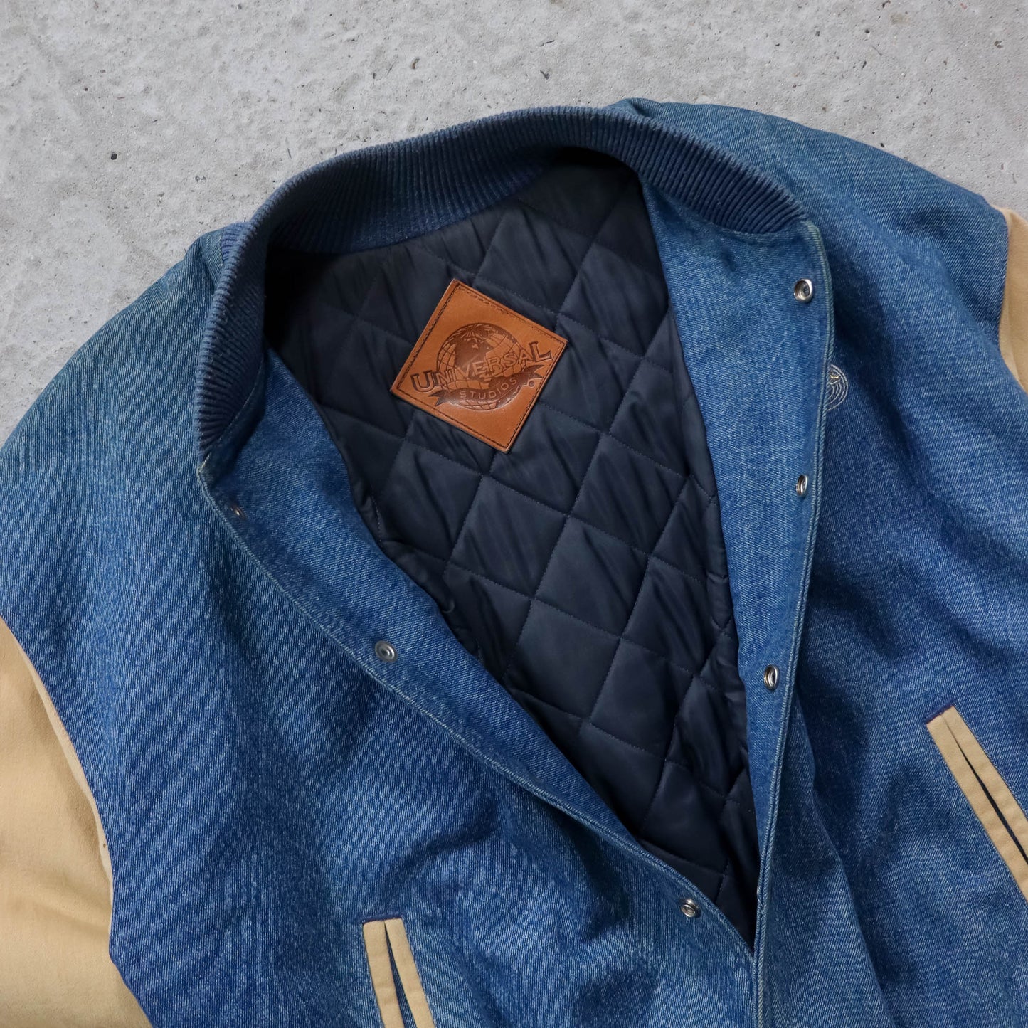 Universal Pictures Quilted Denim Varsity Jacket - 90s (L)