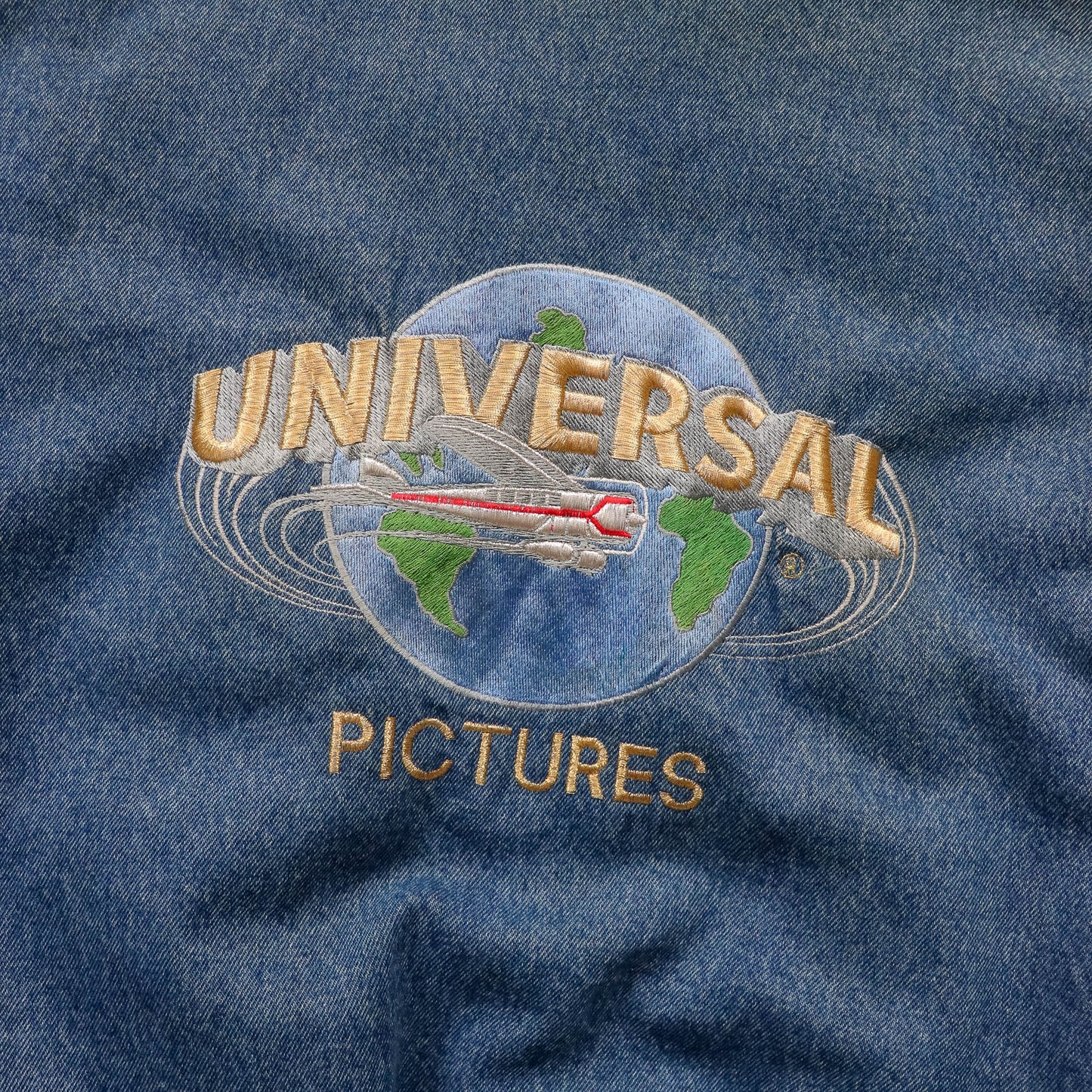 Universal Pictures Quilted Denim Varsity Jacket - 90s (L)