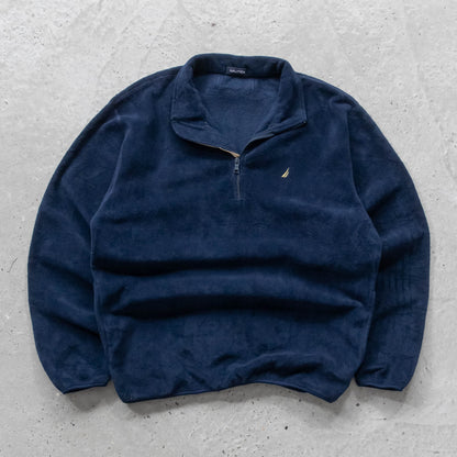 Nautica Embroidered Logo 1/4 Zip Fleece Pullover - 2000s (XL)