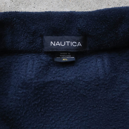 Nautica Embroidered Logo 1/4 Zip Fleece Pullover - 2000s (XL)