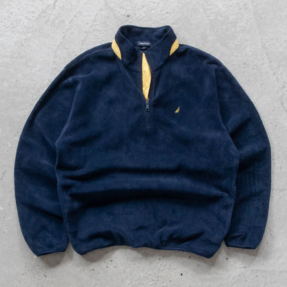 Nautica Embroidered Logo 1/4 Zip Fleece Pullover - 2000s (XL)
