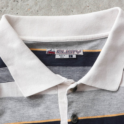 Vintage 90s Rusty Striped Polo Shirt - L
