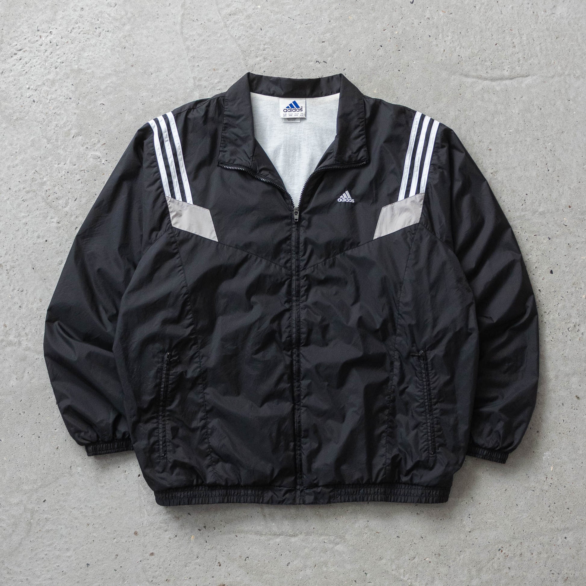 Vintage 90s Adidas 3 - Stripe Windbreaker Jacket - XXL - AL Vintage
