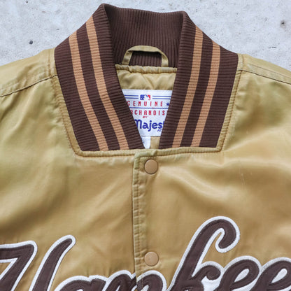 New York Yankees Majestic Satin Bomber Jacket - 90s (XL)
