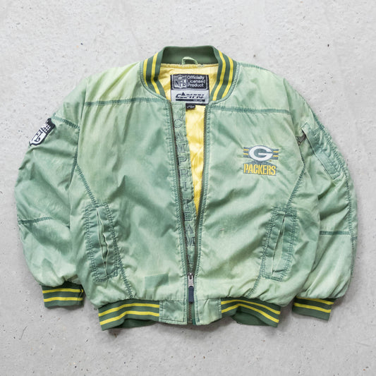 Green Bay Packers Campri Quilted Bomber Jacket - 90s (L)