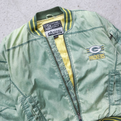 Green Bay Packers Campri Quilted Bomber Jacket - 90s (L)