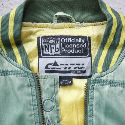 Green Bay Packers Campri Quilted Bomber Jacket - 90s (L)