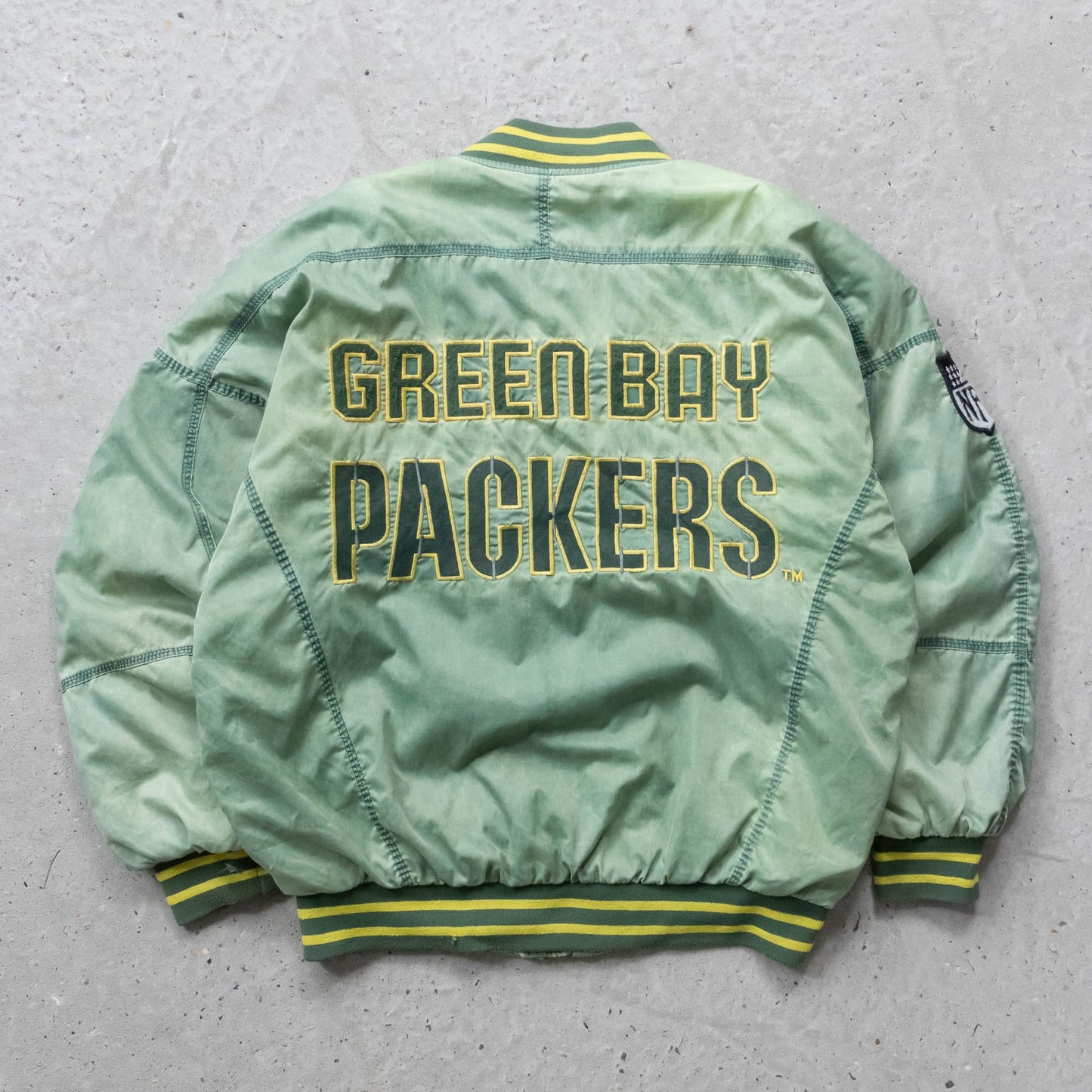 Green Bay Packers Campri Quilted Bomber Jacket - 90s (L)