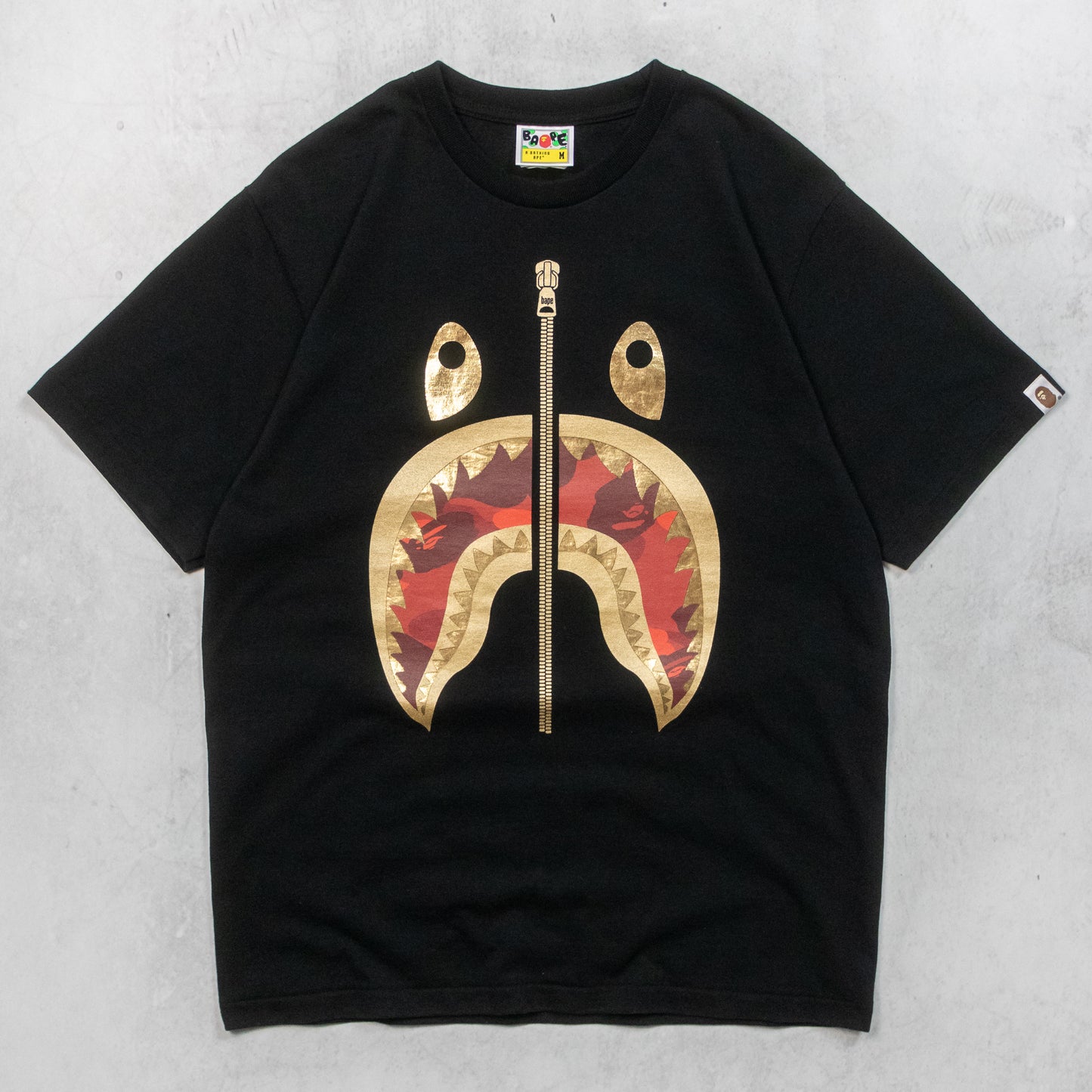 A Bathing Ape BAPE Gold Shark T-Shirt - M
