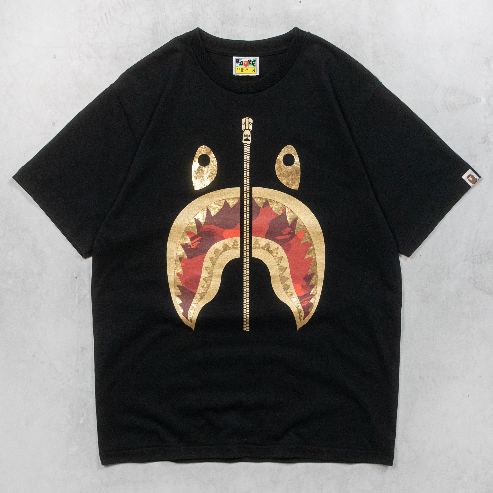 A Bathing Ape BAPE Gold Shark T-Shirt - M