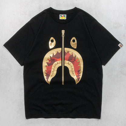 A Bathing Ape BAPE Gold Shark T-Shirt - M