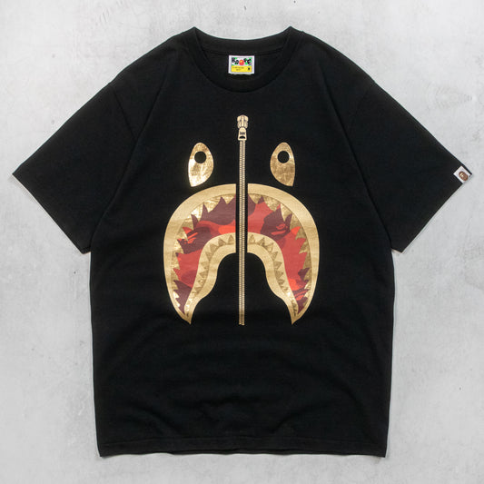 A Bathing Ape BAPE Gold Shark T-Shirt - M