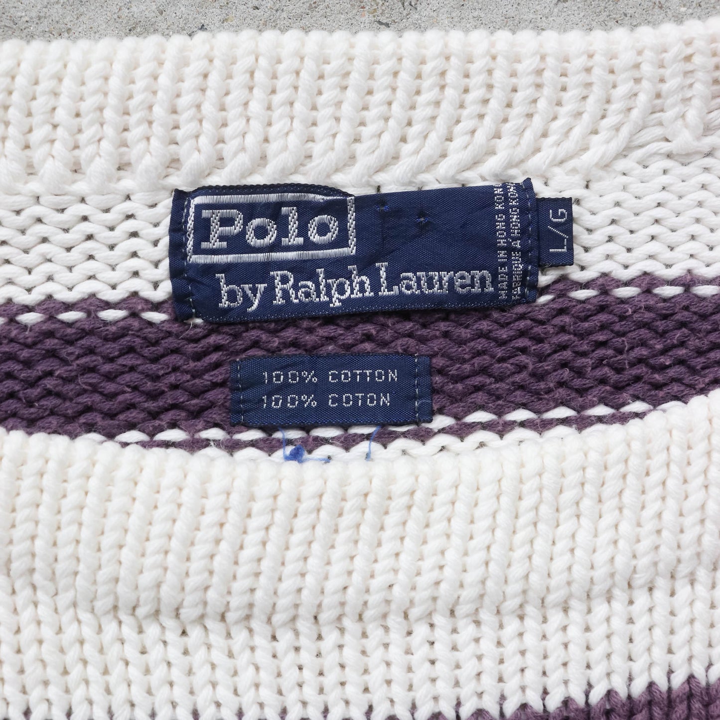 Polo Ralph Lauren Crest Striped Knit Sweater - 90s (L)