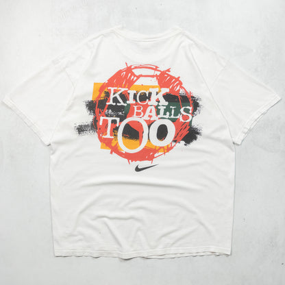 Vintage 90s Nike Nice Girls Kick Balls Too Tee- L